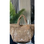 WOMANBAG Plaj Çantası El Yapımı Hasır Battal Boy Tasarım Çanta(70X45CM) Hasır Tek Ebat