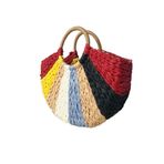 WOMANBAG Renkli Tasarım Hasır Çanta Plaj Çantası RENKLİ Tek Ebat