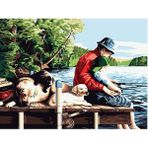 Womb Hobby Balık Avı Sayılarla Boyama Seti 40X50 cm Tuvale Gerili