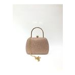 womenacs Kadın Big Taş Görünümlü Pudra Renk Abiye Clutch Zincir Askılı El Düğün Nişan Gece Çantası