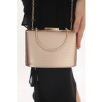 womenacs Pudra Renk Kumaş Desenli Kadın Abiye Clutch Portföy Çanta