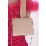 womenacs Pudra Renk Kumaş Materyal Kadın Abiye Clutch Portföy Çanta