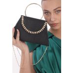 womenacs Siyah Renk Çupra Kadın Abiye Portföy Clutch Düğün Nişan Kına Gece Çanta Elde Ve Askılı Kullanım