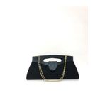 womenacs Siyah Renk Süet Mıknatıslı Kapama Abiye Portföy Clutch Düğün Kına Nişan Gece Çantası