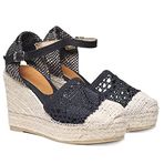 Women's crochet cotton espadrille - MARIONA - Black, 41 EU