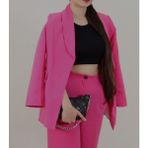 Womoda Store Salash Iç Çizgili Astarlı Ceket - Pembe