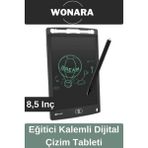 Wonara 8,5 İnç Grafik Tablet Eğitici Kalemli Silinebilir Not Çizim Panosu Taşınabilir Kullanım - Siyah