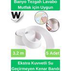 Wonara Deluxe Su Geçirmez Önleyici Yalıtım Küf Mutfak Banyo Lavabo Beyaz Kenar Şerit Bant 3.2m 5 adet