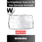 Wonara Deluxe Uv Koruyucu Titanyum Gümüş Kaplama Dayanıklı Isı Engelleyici Araç Içi Ön Cam Şemsiye Güneşlik - Gri