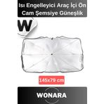 Wonara Deluxe UV Koruyucu Titanyum Gümüş Kaplama Dayanıklı Isı Engelleyici Araç İçi Ön Cam Şemsiye Güneşlik
