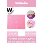 Wonara Hijyenik Pratik Silikon Hamur Açma Matı Ölçekli Kaymaz Gıda Kullanımına Uygun Tabanlık 50X40CM