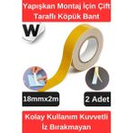 Wonara Kolay Kullanım Iz Bırakmayan Su Sızdırmaz Yapışkan Montaj Için Çift Taraflı Köpük Bant 2 mt - 2 Adet