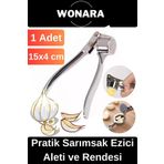 Wonara Özel Tasarım Dayanıklı Paslanmaz Çelik Ergonomik Saplı Pratik Sarımsak Ezici Aleti ve Rendesi
