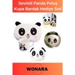 Wonara Özel Üretim Sevgililer Doğum Günü Hediyesi Gift Sevimli Panda Peluş Kupa Bardak Hediye Seti