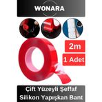 Wonara Premium Ekstra Sağlam Çift Yüzeyli Çok Amaçlı Tamir Montaj Için Şeffaf Silikon Yapışkan Bant 1 Adet