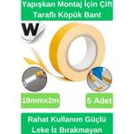 Wonara Premium İz Bırakmayan Su Sızdırmaz Yapışkan Montaj İçin Çift Taraflı Köpük Bant 2 mt 5 adet
