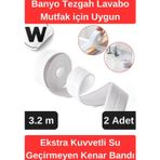 Wonara Premium Su Geçirmez Önleyici Yalıtım Küf Banyo Mutfak Lavabo Beyaz Kenar Şerit Bant 3.2m 2 adet