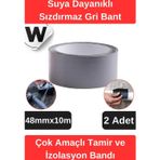 Wonara Sızdırmaz Suya Dayanıklı Gri Renk Çok Amaçlı Izolasyon ve Tamir Bandı 10M 2 Adet