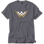 Wonder Woman Metal Logo Gri Tişört - XL