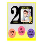 wonderlike 10 Adet 2 Yaş Bebek Doğum Günü Magneti - Kişiye Özel Fotoğraflı ve İsimli Magnet Seti - İki Yaş Doğum Günü Hediyelikleri - 3mm MDF Solmaz UV Baskılı Bebek Hatırası - Şık Parti Dağıtmalık Magnet