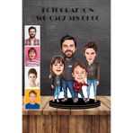 wonderlike 4 Kişilik Aile Figürlü 3D Ahşap Biblo İsme Özel Aile Tasarım Dekoratif Masa Üstü Hediyesi