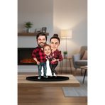 wonderlike Aile Karikatürlü 3D Ahşap Biblo - Masaüstü Dekoratif Obje - Doğum Günü ve Sevgiliye Hediye
