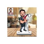 wonderlike Bay Kuaför Berber Karikatürlü 3D Ahşap Biblo - Fotoğraftan Çizim Erkek Saç Tasarımcısı Hediyesi - Sevgiliye Doğum Günü ve Meslek Hediyelik - İsimli Master Barber Masa Üstü Dekoratif Süs Heykelcik