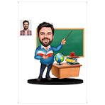 wonderlike Kişiye Özel Erkek Öğretmen Karikatürlü 3D Ahşap Biblo - Öğretmenler Günü Hediyesi - Fotoğraflı Masaüstü Ofis Aksesuarı Levha - Sevgiliye ve Arkadaşa Doğum Günü Hediyesi - 3mm MDF UV Baskılı