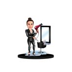 wonderlike Kuaför Karikatürlü 3D Ahşap Biblo - Fotoğraftan Saç Tasarımcı Masaüstü Biblo - Kuaförü ve Güzellik Uzmanına Doğum Günü Hediyesi - Sevgiliye ve Arkadaşa Yeni İş Hediyesi Dekoratif Obje