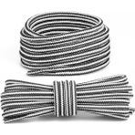 Wonkey Yuvarlak Bot, İş Ayakkabısı ve Spor Ayakkabı Bağcığı, Dayanıklı Polyester Bağcık, Tek ve Çift Renkli Ayakkabı Aksesuarı [1 ÇİFT] (Siyah/Beyaz, 150 cm)