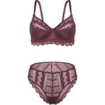 Wonna Dantelli Minimizer Sütyen Külot Takım - Yarı Sünger Destekli, Balenli - Fashion - 2483 - Kiremit - 85D