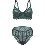Wonna Dantelli Minimizer Sütyen Külot Takım - Yarı Sünger Destekli, Balenli - Fashion - 2483 - Yeşil - 80D