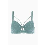 wonna lingerie güngören2451 Lastik Şerit Detaylı Dantelli Dekolte Sütyen - Push Up - 2451 - Petrol Yeşili