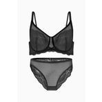 wonna lingerie güngören2459/ Tül Detaylı Dantelli Toparlayıcı İç Çamaşır Takım - Kapsız - 2459 - Siyah