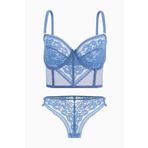wonna lingerie güngören2500- Dantelli Büstiyer Sütyen Külot Takım - 2500 - Mavi
