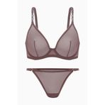 wonna lingerie güngören2565, Zincir Detaylı Tül Sütyen Külot Takım - Kapsız - Fashion - 2565 - Bronz Kahve