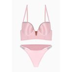 wonna lingerie güngören2574- Lirio Taş Detaylı Dekolte Büstiyer Sütyen Külot Takım - Dolgulu - 2574 - Pembe