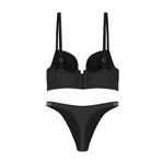wonna lingerie güngören2574. Viola Taş Detaylı Dekolte Büstiyer Mikro Sütyen Külot Takım - 2574 - Siyah