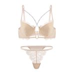 wonna lingerie güngören2577. Tak-Çıkar Aksesuarlı Dantel Dekolte Sütyen Külot Takım - 2577 - Ten