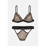 wonna lingerie güngören2731. Gold Parlak Taş Detaylı Kapsız İç Çamaşırı Takım - 2731 - Leopar