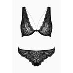 wonna lingerie güngören405 Zincir Detaylı Dantelli İç Çamaşır Takım - Kapsız - Fashion - 4015 - Siyah