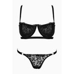 wonna lingerie güngören5005, Lastik Detaylı Dantelli İç Çamaşır Takım - Kapsız - Fashion - 5005 - Siyah