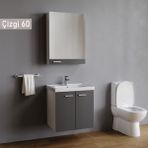 Wons Çizgi 60 cm Antrasit Gri Banyo Dolabı