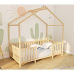 Wood and Montessori Ripon - Montessori Çatılı Ayaklı Ahşap Yatak 60 cm