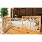 Wood and Montessori Woodandmontessori Montessori Doğal Ahşap Kapılı Çocuk Yatağı - 70 x 130 cm