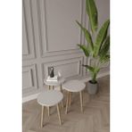 Wood Aria Zigon Sehpa, 3lü Zigon Sehpa, Ahşap Ayaklı Zigon Sehpa, Kahve Masası - Ofis Gri