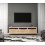 Wood Face Holmes Ceviz Televizyon Sehpası ve Ünitesi 174X30 Masif Dekoratif Metal Firkete Ayaklı - Ahşap