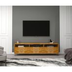 Wood Face Holmes Ceviz Televizyon Sehpası ve Ünitesi 174X30 Masif Dekoratif Metal Firkete Ayaklı - Meşe