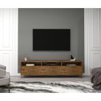 Wood Face Holmes Ceviz Televizyon Sehpası ve Ünitesi 174X30 Masif Dekoratif Metal Firkete Ayaklı