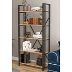 Wood House Inci Kitaplık Çam Anadolu Cevizi Renkli 5 Raflı Modern Tasarım 90x180x35 cm Suntalam